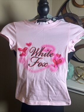 White Fox Boutique Pink Heart Script Tee